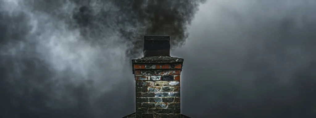 a dramatic close-up of a dilapidated chimney, surrounded by ominous black smoke, starkly illustrates the urgent risks of neglect and the vital need for professional repair and maintenance.